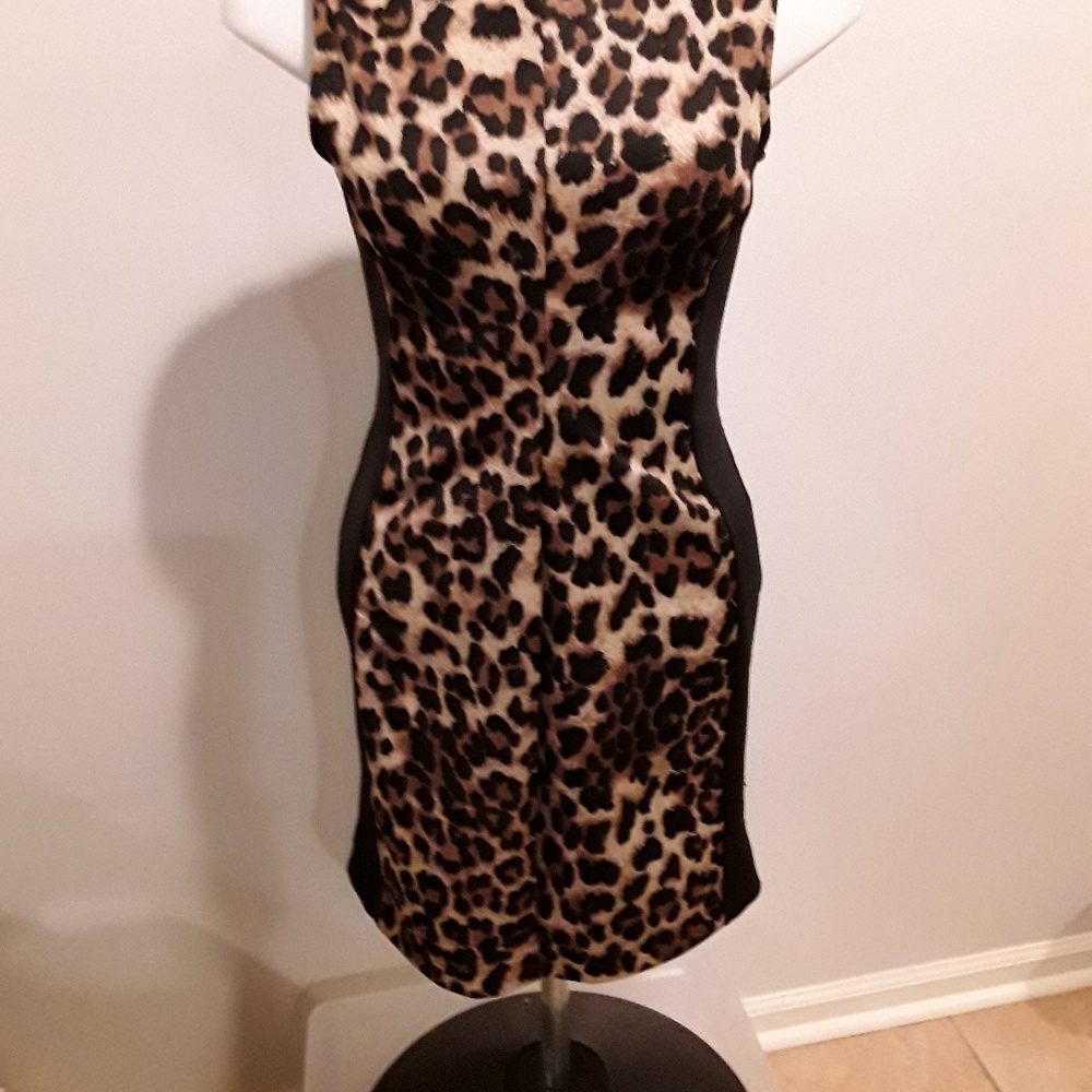 Charlotte Russe sexy leopard & black dress  sz Lrg